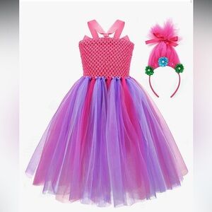 Trolls Costumes Little Girls Cosplay Princess Poppy Birthday